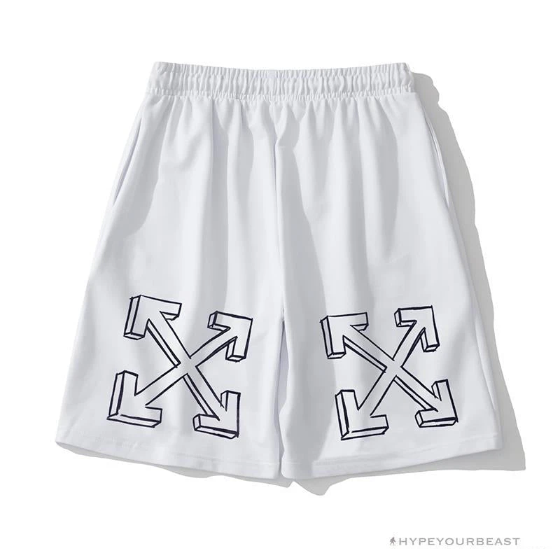 Hypeyourbeast OFF-WHITE Dimensional Sketch Shorts 'WHITE' Pants 2 Hypeyourbeast OFF-WHITE Dimensional Sketch Shorts 'WHITE' Pants