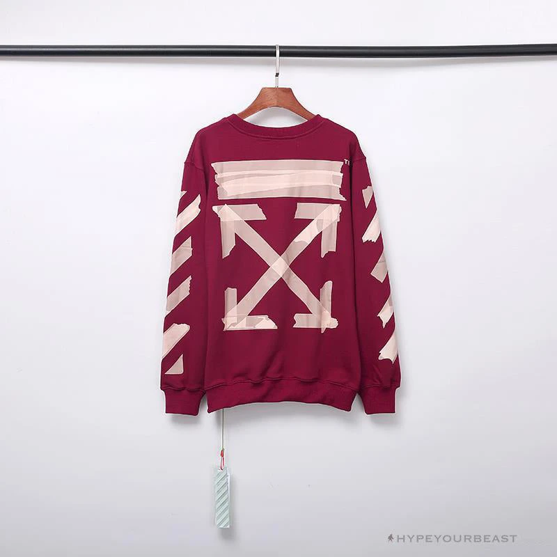 Hypeyourbeast OFF-WHITE Rubber Strip Arrow Long Sleeve Shirt 'WINE RED' Shirts 2 Hypeyourbeast OFF-WHITE Rubber Strip Arrow Long Sleeve Shirt 'WINE RED' Shirts