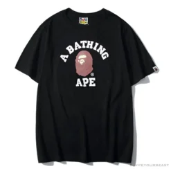 Hypeyourbeast BAPE Classic Basic Ape Man Head English LOGO Tee Shirt 'BLACK' Clothes