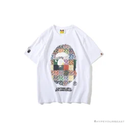 Hypeyourbeast Clothes BAPE Ape Man Head 28th Anniversary Camouflage Color Block Tee 'WHITE'