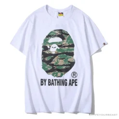 Hypeyourbeast Clothes BAPE Tiger Pattern Camouflage Ape Man Initial Print Tee Shirt 'WHITE'