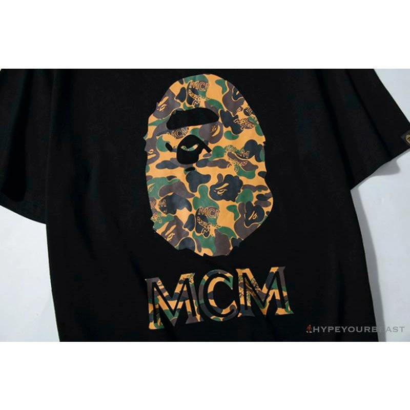 Hypeyourbeast BAPE X MCM Camouflage Ape Head Tee Shirt 'BLACK' 6 Hypeyourbeast BAPE X MCM Camouflage Ape Head Tee Shirt 'BLACK'