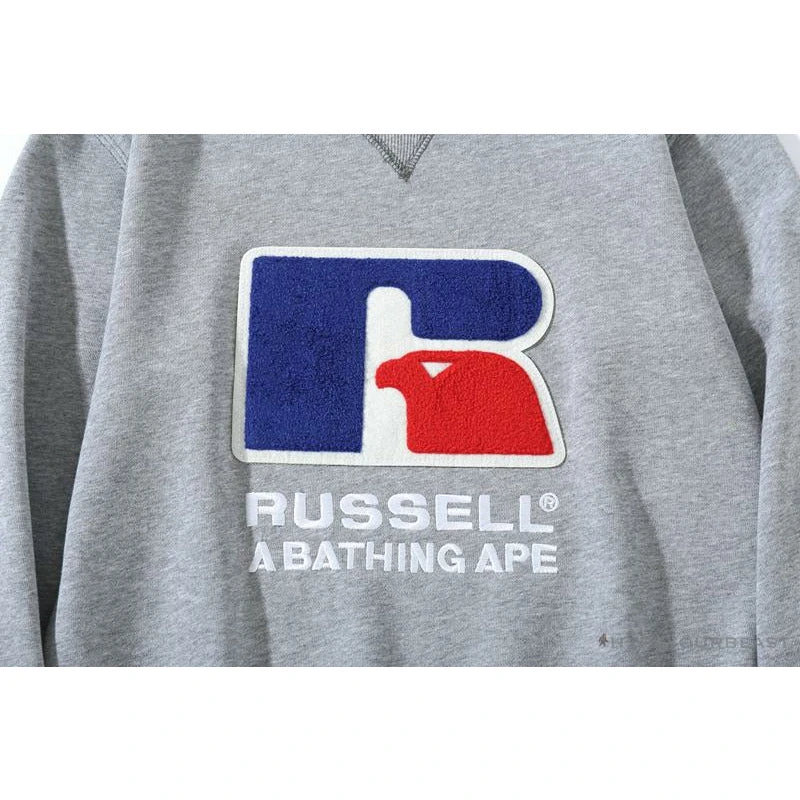 Hypeyourbeast BAPE X RUSSELL ATHLETIC Joint Pullover Long Sleeve Shirt 'GREY' 5 Hypeyourbeast BAPE X RUSSELL ATHLETIC Joint Pullover Long Sleeve Shirt 'GREY'