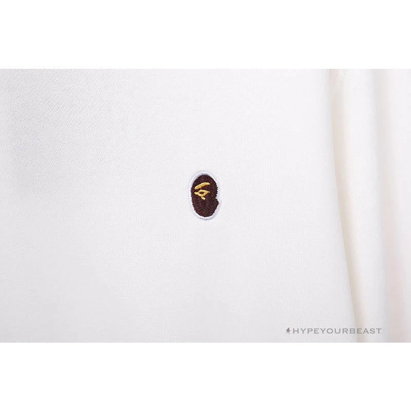 Hypeyourbeast BAPE Classic Ape Head Embroidered Long Sleeve Shirt 'WHITE' Clothes 4 Hypeyourbeast BAPE Classic Ape Head Embroidered Long Sleeve Shirt 'WHITE' Clothes