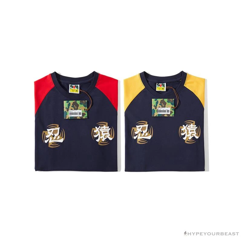 Hypeyourbeast Clothes BAPE Japanese Ninja Ape Man Raglan Sleeve Color Block Tee Shirt 'YELLOW' 18 Hypeyourbeast Clothes BAPE Japanese Ninja Ape Man Raglan Sleeve Color Block Tee Shirt 'YELLOW'