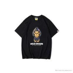 Hypeyourbeast BAPE Baby Milo Blue Shark Hat Little Monkey Tee Shirt 'BLACK' Clothes