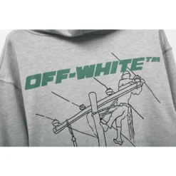 Hypeyourbeast Hoodies & Jackets OFF-WHITE Hand-Painted Utility Pole Worker Hoodie 'GREY'