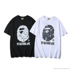 Hypeyourbeast BAPE Starry Sky Camouflage Luminous Great Ape Man Head Tee Shirt 'WHITE'