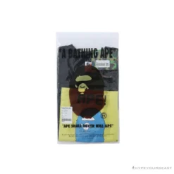 Hypeyourbeast Clothes BAPE Ape Head Blue X Yellow Contrast Letter Tee Shirt