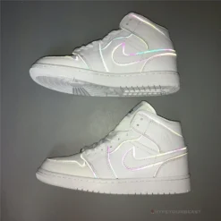 Hypeyourbeast Air Jordan 1 Mid Iridescent Reflective White
