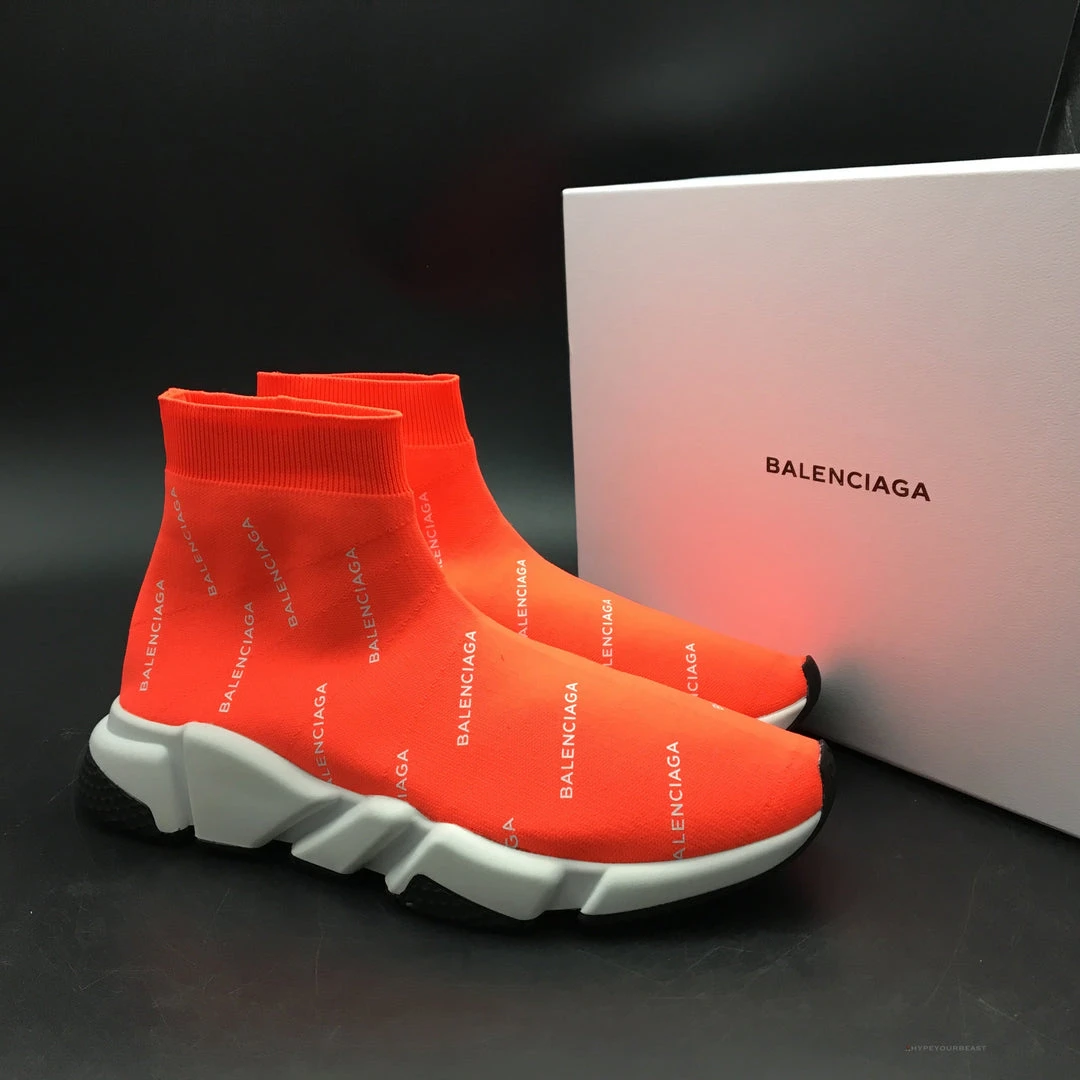 Hypeyourbeast BCG Sock Sneakers Logo Print Red / White Balenciaga 3 Hypeyourbeast BCG Sock Sneakers Logo Print Red / White Balenciaga