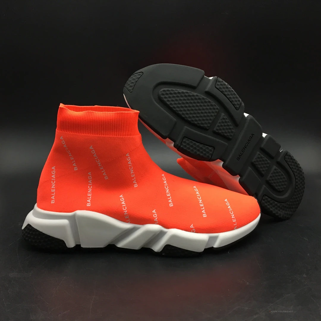 Hypeyourbeast BCG Sock Sneakers Logo Print Red / White Balenciaga 10 Hypeyourbeast BCG Sock Sneakers Logo Print Red / White Balenciaga