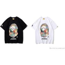 Hypeyourbeast BAPE Ape Man Head 28th Anniversary Camouflage Color Block Tee Shirt 'BLACK' Clothes