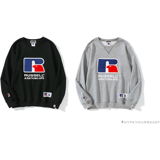 Hypeyourbeast BAPE X RUSSELL ATHLETIC Joint Pullover Long Sleeve Shirt 'BLACK' 3 Hypeyourbeast BAPE X RUSSELL ATHLETIC Joint Pullover Long Sleeve Shirt 'BLACK'