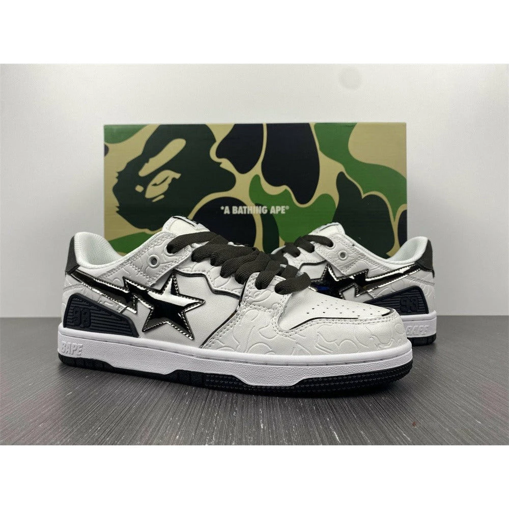 Hypeyourbeast Bape Sta Low Top Sneakers 'White Metallic Silver' 2 Hypeyourbeast Bape Sta Low Top Sneakers 'White Metallic Silver'