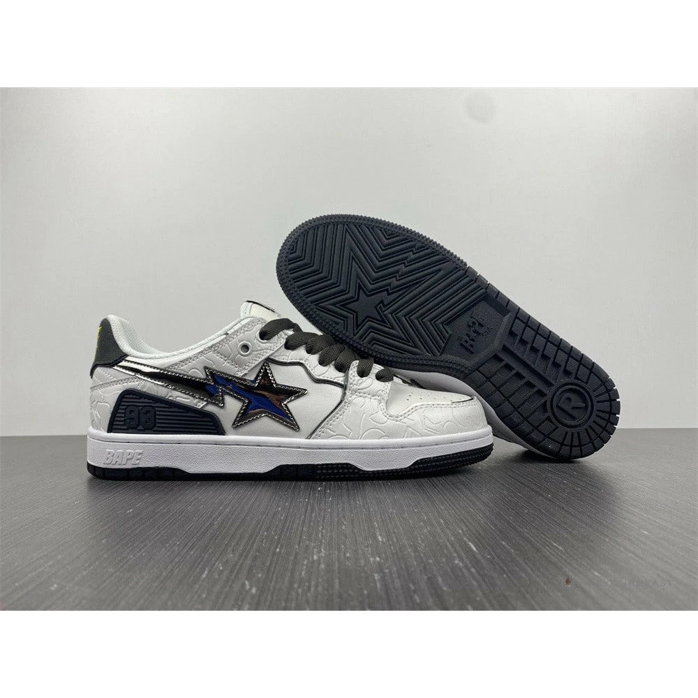 Hypeyourbeast Bape Sta Low Top Sneakers 'White Metallic Silver' 1 Hypeyourbeast Bape Sta Low Top Sneakers 'White Metallic Silver'
