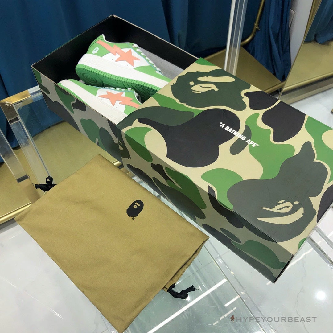 Hypeyourbeast Bape Sta Low Top Sneakers Green Pink 6 Hypeyourbeast Bape Sta Low Top Sneakers Green Pink