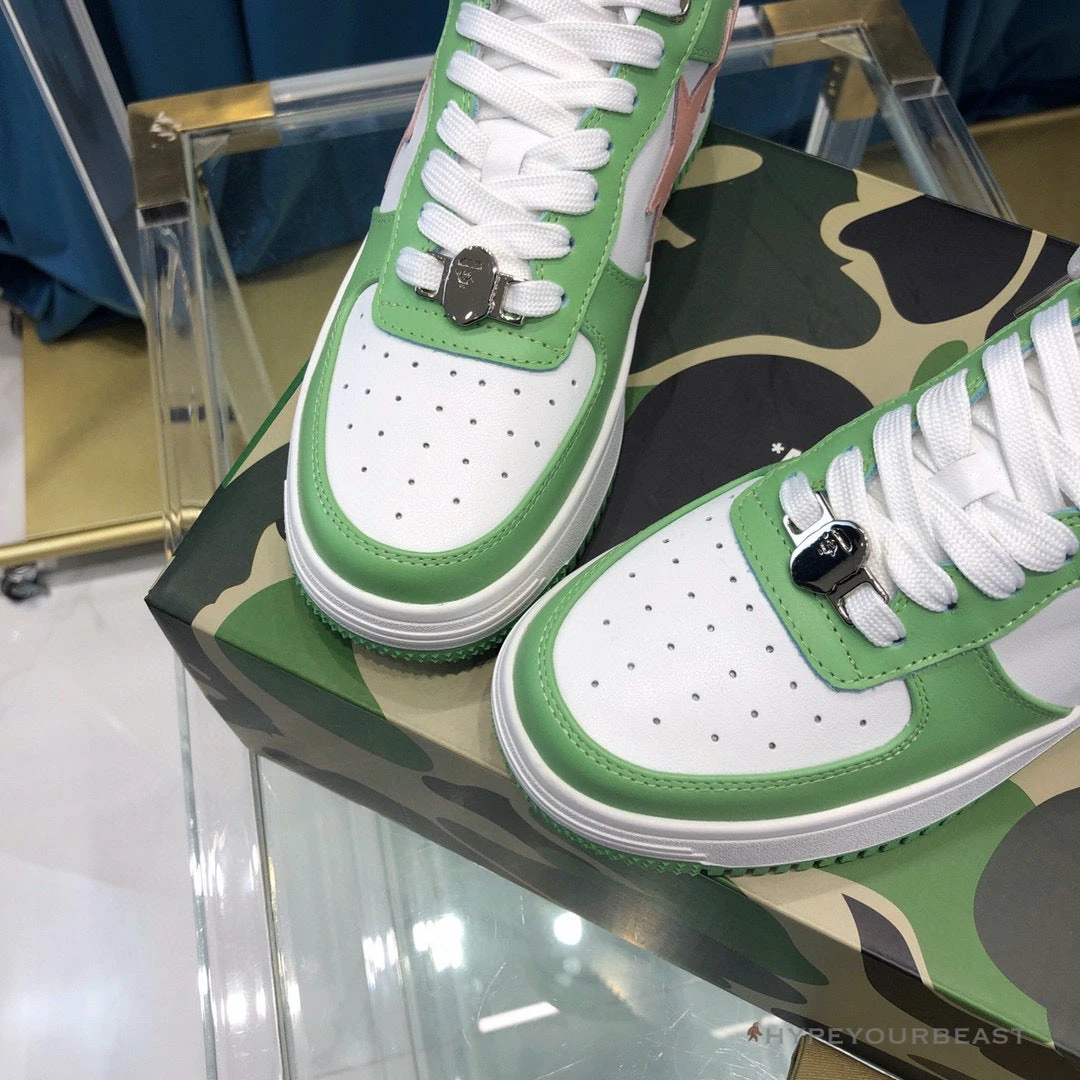 Hypeyourbeast Bape Sta Low Top Sneakers Green Pink 7 Hypeyourbeast Bape Sta Low Top Sneakers Green Pink