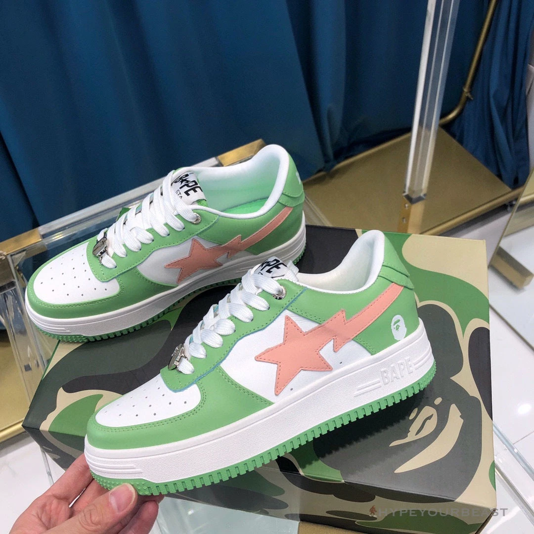 Hypeyourbeast Bape Sta Low Top Sneakers Green Pink 3 Hypeyourbeast Bape Sta Low Top Sneakers Green Pink