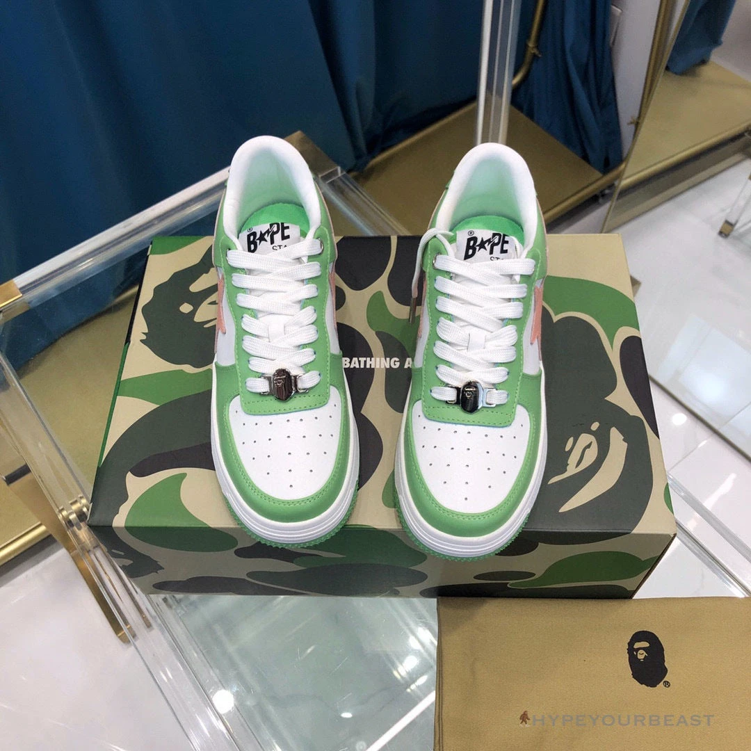 Hypeyourbeast Bape Sta Low Top Sneakers Green Pink 5 Hypeyourbeast Bape Sta Low Top Sneakers Green Pink