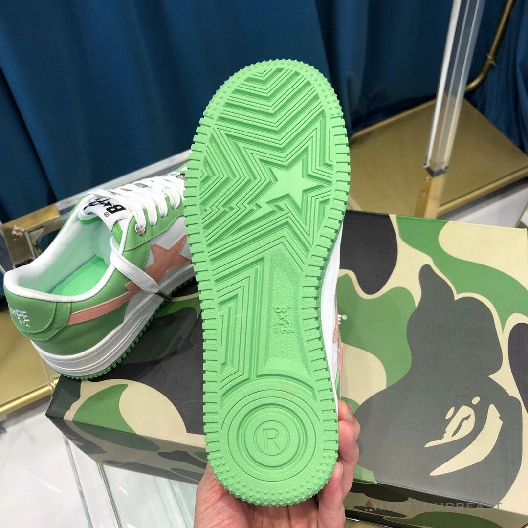 Hypeyourbeast Bape Sta Low Top Sneakers Green Pink 9 Hypeyourbeast Bape Sta Low Top Sneakers Green Pink