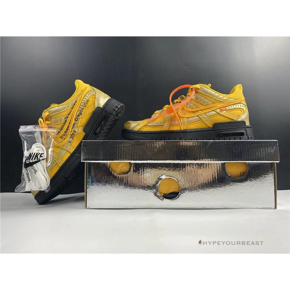 Hypeyourbeast Nike AIr Rubber Dunk Off White 'University Gold' 2 Hypeyourbeast Nike AIr Rubber Dunk Off White 'University Gold'