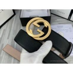 Hypeyourbeast Belts GG Men's Black Belt Gold Buckle