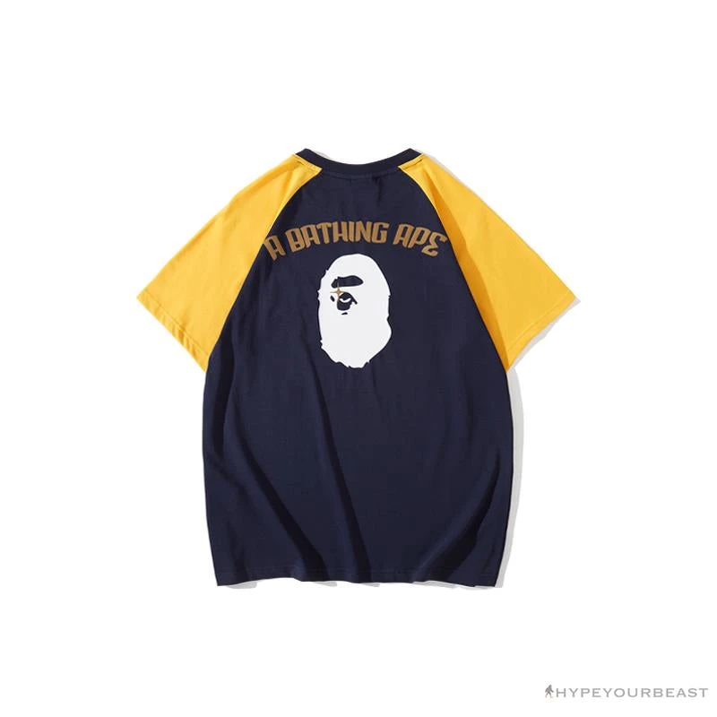 Hypeyourbeast Clothes BAPE Japanese Ninja Ape Man Raglan Sleeve Color Block Tee Shirt 'YELLOW' 2 Hypeyourbeast Clothes BAPE Japanese Ninja Ape Man Raglan Sleeve Color Block Tee Shirt 'YELLOW'
