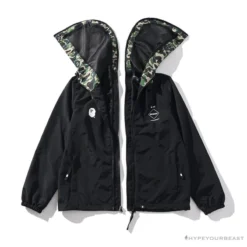 Hypeyourbeast BAPE X FCRB Joint Double Zip Camouflage Hoodie 'BLACK' Clothes