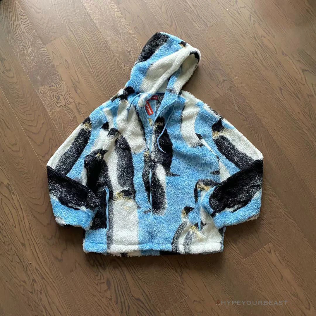 HypeYourBeast Supreme Penguins Hooded Fleece Jacket Blue Hoodies & Jackets 5 HypeYourBeast Supreme Penguins Hooded Fleece Jacket Blue Hoodies & Jackets
