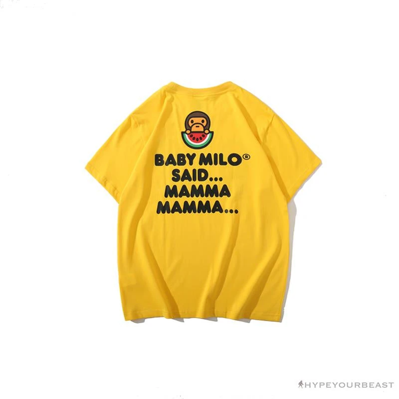 Hypeyourbeast BAPE Baby Milo Watermelon Little Monkey Tee Shirt 'YELLOW' Clothes 2 Hypeyourbeast BAPE Baby Milo Watermelon Little Monkey Tee Shirt 'YELLOW' Clothes