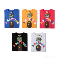 Hypeyourbeast Clothes BAPE Little Ape Head Colorful Classic Tee Shirt 'WHITE'