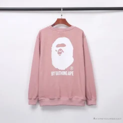 Hypeyourbeast BAPE Behind The Great Ape-Man Head Long Sleeve Shirt 'PINK' Clothes