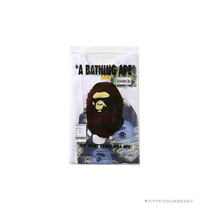 Hypeyourbeast BAPE Blue Ape Head Green Storm Tee Shirt 'WHITE' Clothes 4 Hypeyourbeast BAPE Blue Ape Head Green Storm Tee Shirt 'WHITE' Clothes