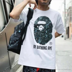 Hypeyourbeast BAPE Starry Sky Camouflage Luminous Great Ape Man Head Tee Shirt 'WHITE'