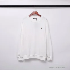 Hypeyourbeast BAPE Classic Ape Head Embroidered Long Sleeve Shirt 'WHITE' Clothes