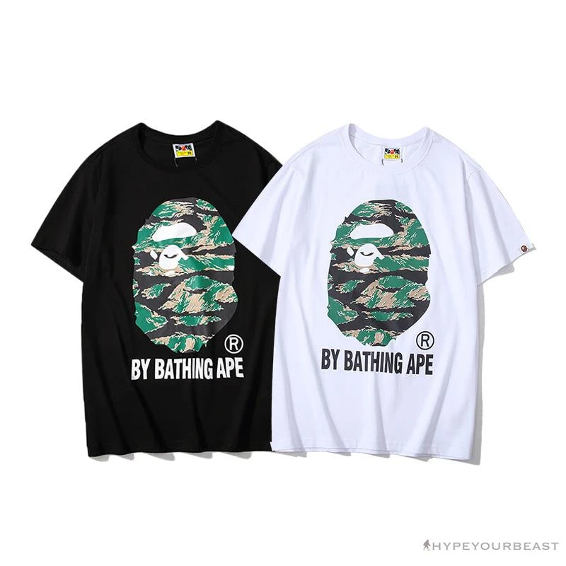 Hypeyourbeast Clothes BAPE Tiger Pattern Camouflage Ape Man Initial Print Tee Shirt 'WHITE' 3 Hypeyourbeast Clothes BAPE Tiger Pattern Camouflage Ape Man Initial Print Tee Shirt 'WHITE'
