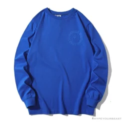 Hypeyourbeast BAPE APES TOGETHER English Alphabet Ape Head Long Sleeve Shirt 'BLUE'
