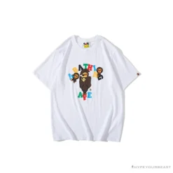 Hypeyourbeast BAPE Baby Milo Color Letter Monkey Tee Shirt 'WHITE' Clothes