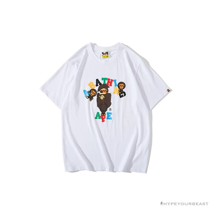 Hypeyourbeast BAPE Baby Milo Color Letter Monkey Tee Shirt 'WHITE' Clothes 1 Hypeyourbeast BAPE Baby Milo Color Letter Monkey Tee Shirt 'WHITE' Clothes