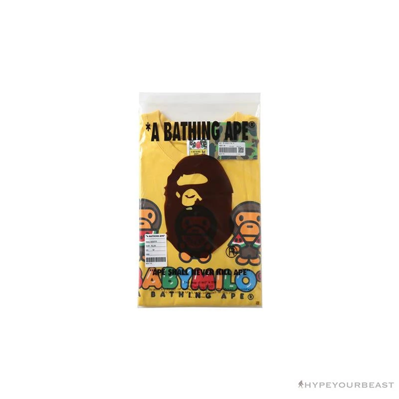 Hypeyourbeast BAPE Baby Milo Watermelon Little Monkey Tee Shirt 'YELLOW' Clothes 4 Hypeyourbeast BAPE Baby Milo Watermelon Little Monkey Tee Shirt 'YELLOW' Clothes