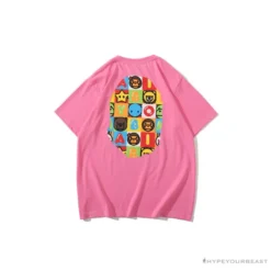 Hypeyourbeast Clothes BAPE Baby Milo Color Square Ape Head Tee Shirt 'PINK'