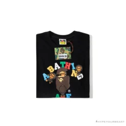 Hypeyourbeast BAPE Baby Milo Color Letter Monkey Tee Shirt 'BLACK' 33 Hypeyourbeast BAPE Baby Milo Color Letter Monkey Tee Shirt 'BLACK'
