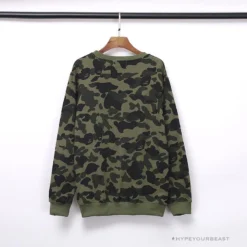 Hypeyourbeast Clothes BAPE Classic Ape Head Embroidered Camouflage Long Sleeve Shirt 'GREEN'