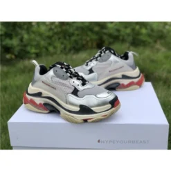 Hypeyourbeast Balenciaga BCG Triple S Sneakers Silver Grey Red