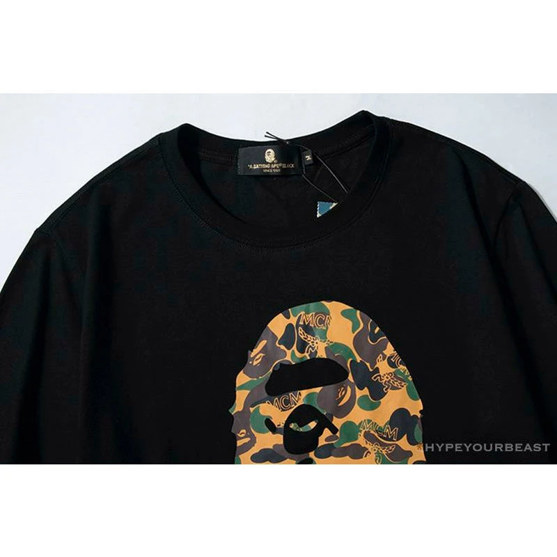 Hypeyourbeast BAPE X MCM Camouflage Ape Head Tee Shirt 'BLACK' 5 Hypeyourbeast BAPE X MCM Camouflage Ape Head Tee Shirt 'BLACK'