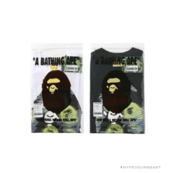 Hypeyourbeast Clothes BAPE Green Ape Head Blue Storm Tee Shirt 'BLACK'