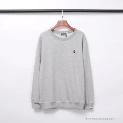 Hypeyourbeast BAPE Classic Ape Head Embroidered Long Sleeve Shirt 'GREY'