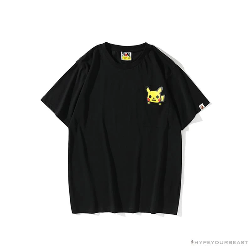 Hypeyourbeast BAPE Baby Milo Pocket Pikachu Tee Shirt 'BLACK' 1 Hypeyourbeast BAPE Baby Milo Pocket Pikachu Tee Shirt 'BLACK'