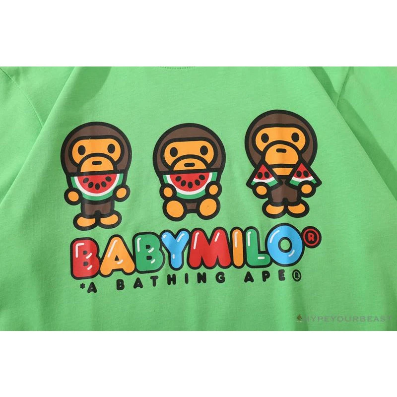 Hypeyourbeast Clothes BAPE Baby Milo Watermelon Little Monkey Tee Shirt 'GREEN' 5 Hypeyourbeast Clothes BAPE Baby Milo Watermelon Little Monkey Tee Shirt 'GREEN'